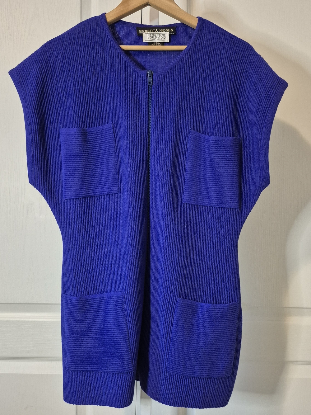 Rebecca Moses Electric Blue Ribbed Zip Vest